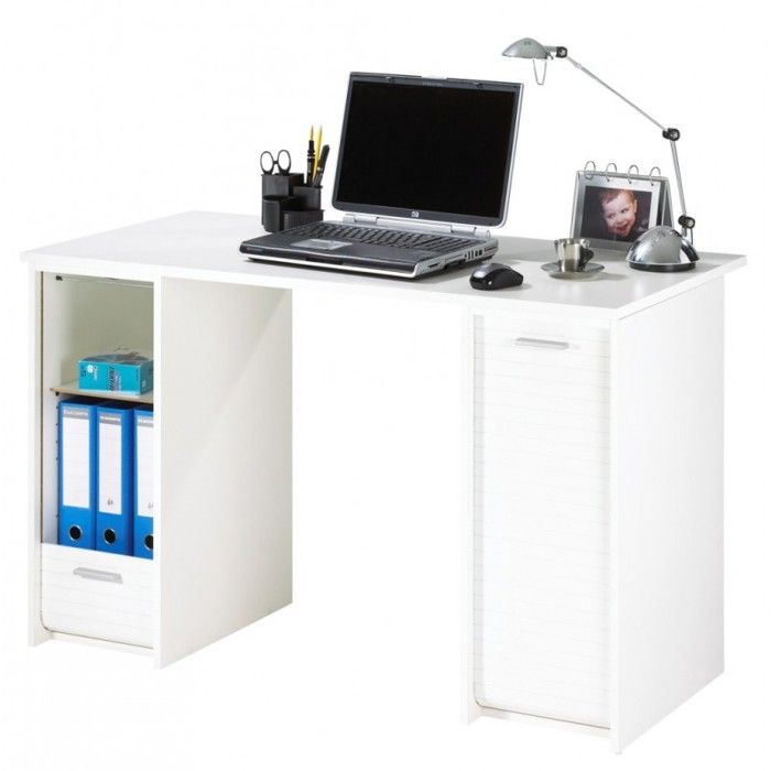 Bureau contemporain blanc mat - L 120 cm