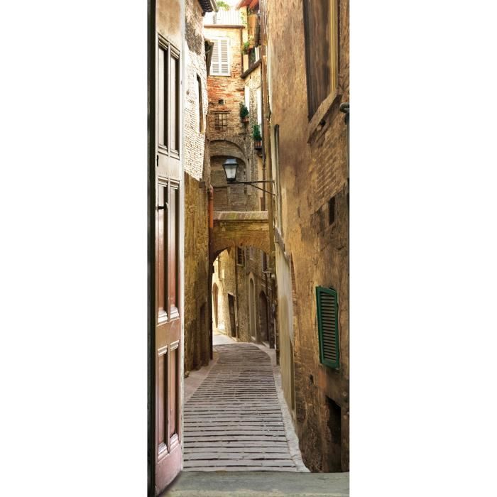 PLAGE Ondoor Sticker Adhésif de porte- Rue piétonne204x83cm