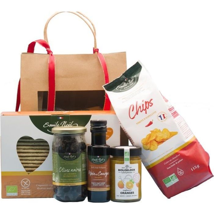Coffret gourmand BIO cadeau noël 5 produits dans un coffret cadeau éco-responsable