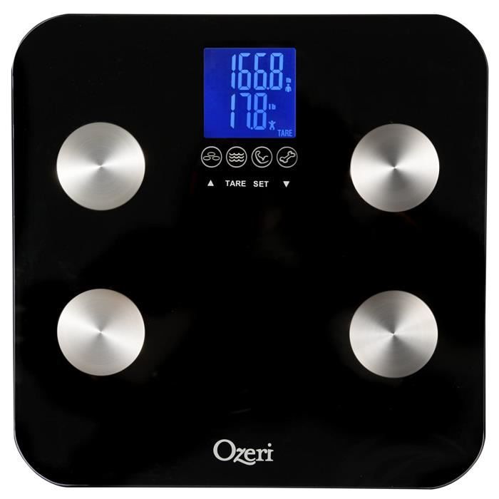 Pèse-personne Ozeri Touch - Balance digitale 200kg maximum - Mesure le poids, les quantités de graisse, d'eau, de muscle 184546