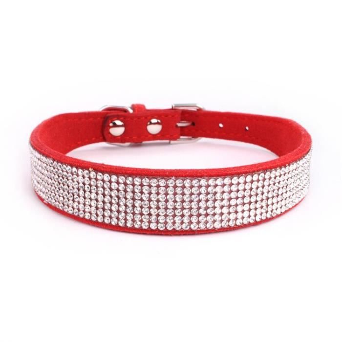 collier -PipiFren colliers en strass pour petits chiens - Accessoires pour petits chiens, fourni...- Modèle: Rouge S - HOCWXQC03367