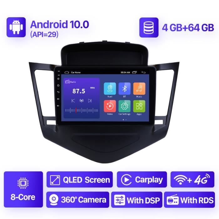 9 pouces GPS autoradio Android 10.0 4 + 64GB wifi lecteur multimédia pour Chevrolet Cruze 2013 2014 2015 2din unité principale à écr