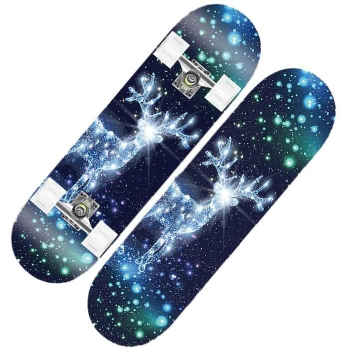 SKATEBOARD Skate Board Débutant 31 Pouces Skateboard Simple, Longboard Cruiser Complet Longboard Double Kick Skate Boarde 404