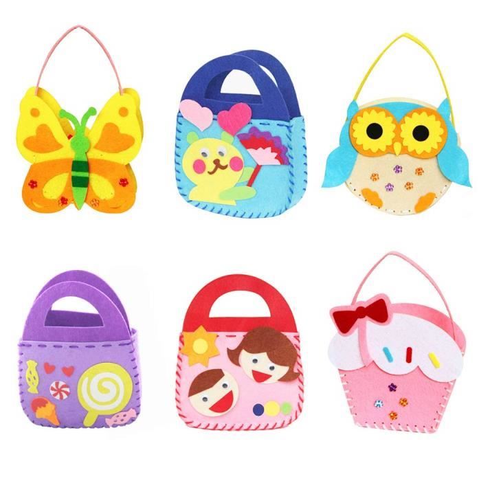 Asiv Kits de Couture pour Enfants, Sac à Main Non Tissé de Bricolage Mignon,Feutre en Tissu Cadeau de Couture Créatif pour Gamins