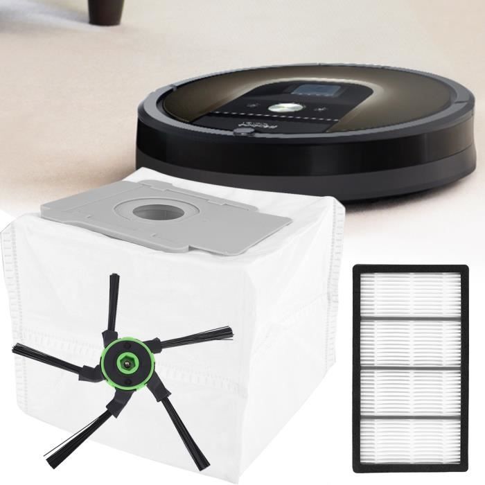 Kit d'accessoires de rechange pour sac à poussière de filtre à brosse latérale adapté au robot de balayage iRobot S9/S9 +