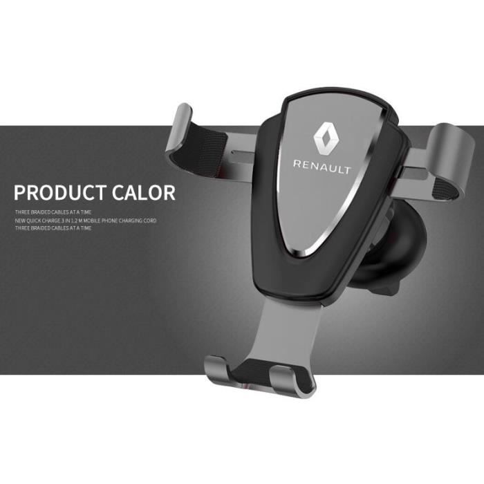 Supports voiture,Support de capteur de gravité cadre de support de téléphone portable multifonctionnel pour renault - Type Gris