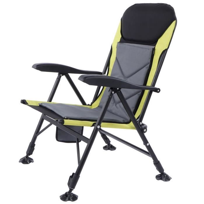 VBESTLIFE fauteuil de pêche Fauteuil de camping pliant de chaise de pêche multifonctionnelle avec coussin détachable pour l'été