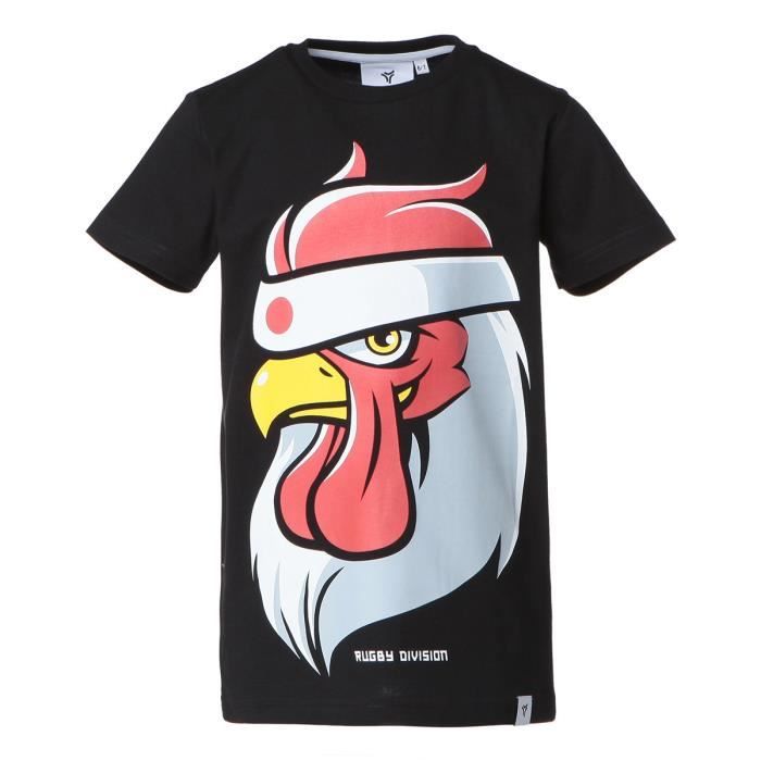 RUGBY DIVISION T-shirt col rond Coq - Enfant garçon - Noir
