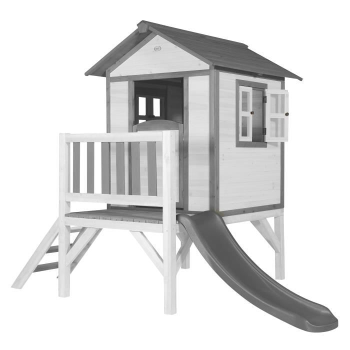 AXI Maison Enfant Beach Lodge XL en Blanc avec Toboggan en Gris | Maison de Jeux en Bois FFC pour Les Enfants | Maisonnette