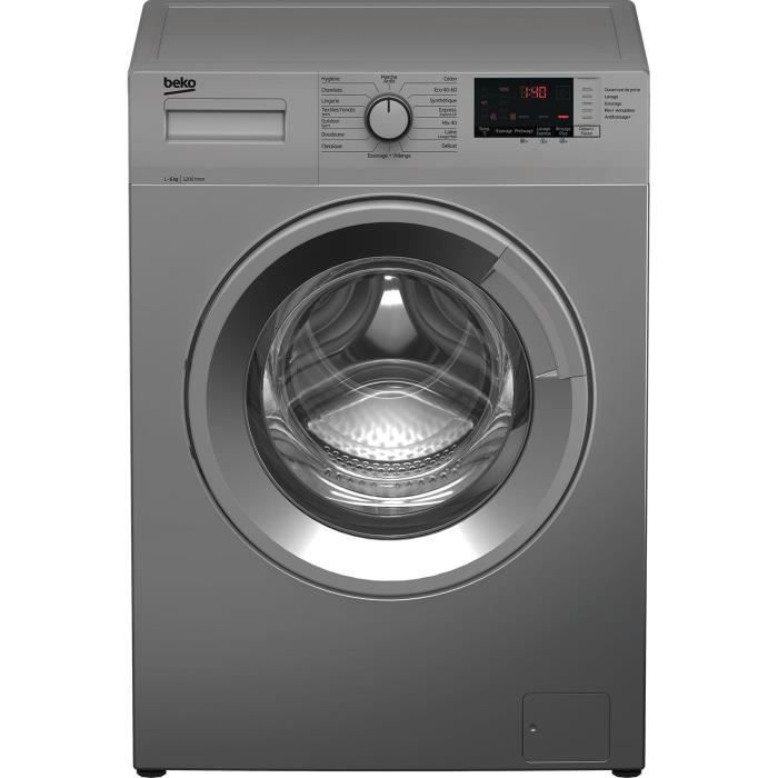Lave-linge hublot BEKO WUE6612S0S - 6 kg - L60 cm - Moteur standard - 1200 trs/min - Silver