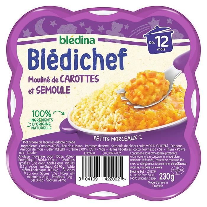 BLEDICHEF Mouliné de carottes et semoule 230g