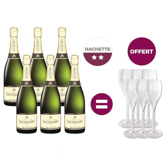 Champagne Jacquart Tradition x6 = 6 flûtes offertes