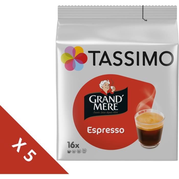 Lot de 5 - Tassimo Grand-mère Espresso café en dosettes x16 -104g