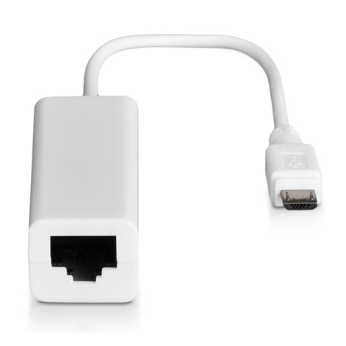 CABLING® Adaptateur Ethernet RJ45 Micro USB smartphone tablette tactile blanc