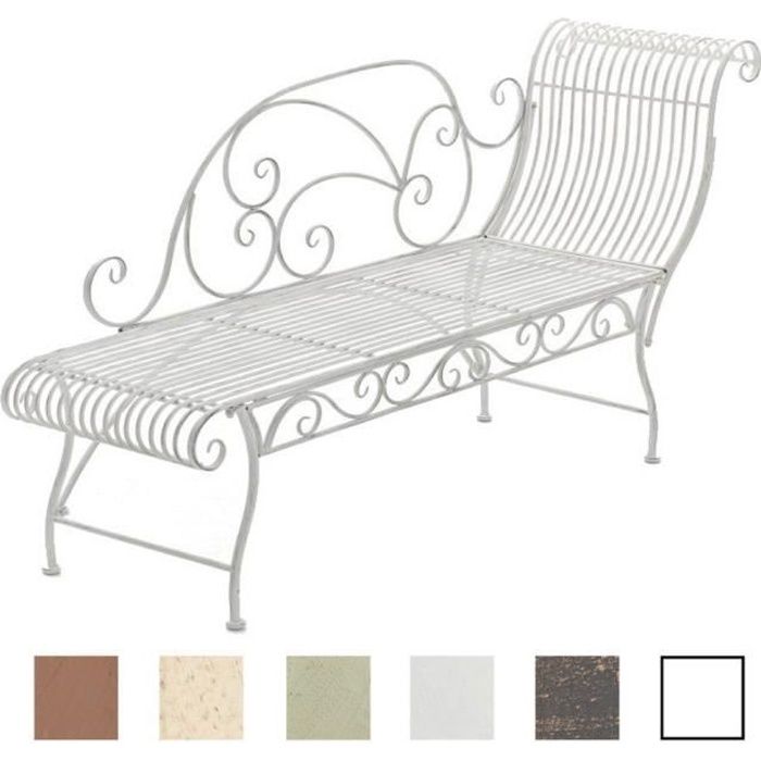 CLP Banc de Jardin Karma en Fer Forgé - Banc avec Récamière - Banquette de Jardin Style Romantique - Chaise Longue de Jardin en Fer