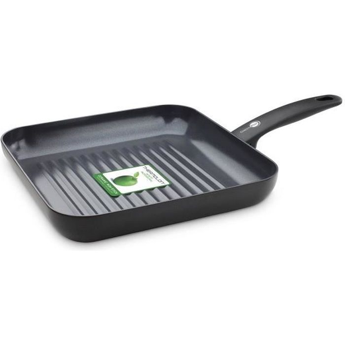 GREENPAN CAMBRIDGE DIAMOND Poêle grill en céramique carrée Infinity - 28 x 28 cm - Noir - Tous feux dont induction