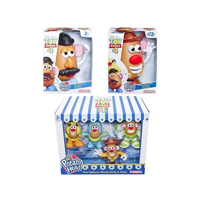 Mr Potato Head - Toy Story 4 - Lot de 3pcs Pack Figurines - Mr patate + woody's Tater Roundup + Buzz + Woody +Ducky & Bunny - Neuf