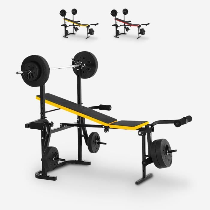 Banc de musculation pliant multifonction avec différents poids Balancer, Couleur: Jaune