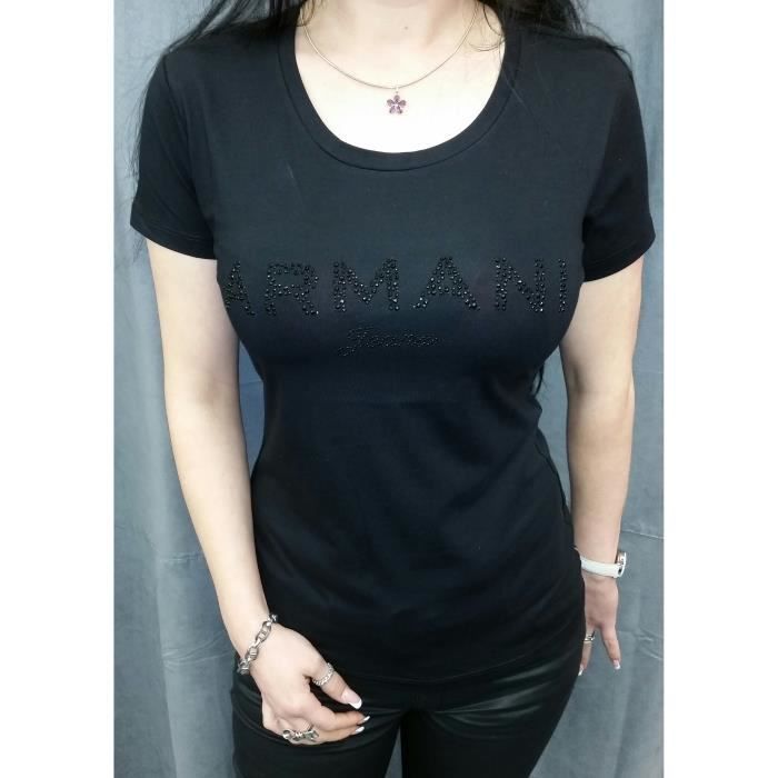 Tee-Shirt Armani Jeans pour femmes manches courtes V5H17 Noir.