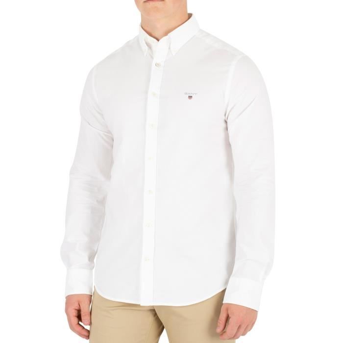 Gant Homme La chemise Oxford étroite, Blanc