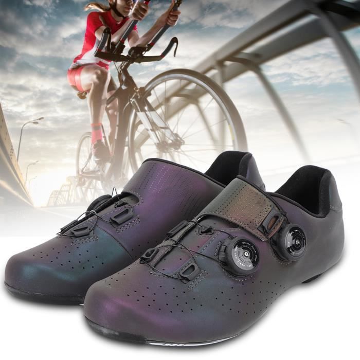 Chaussures de vélo de route Chaussure de vélo de route auto-bloquante en fibre de carbone colorée respirante