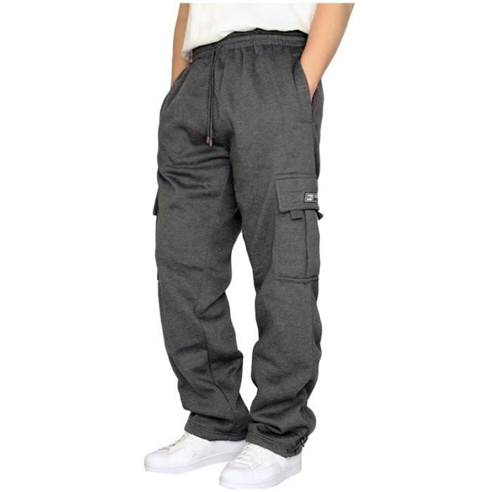 Pantalon En Corde Pour Homme À Taille Ample Avec Poche De Couleur Unie, Sport Vrac