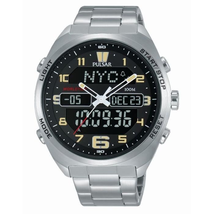 Pulsar Montres Argent pour Homme - PZ4037X1 9mm Noir