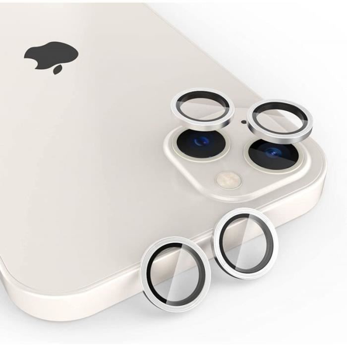 Film protection Protection caméra contour aluminium argent pour Iphone 13