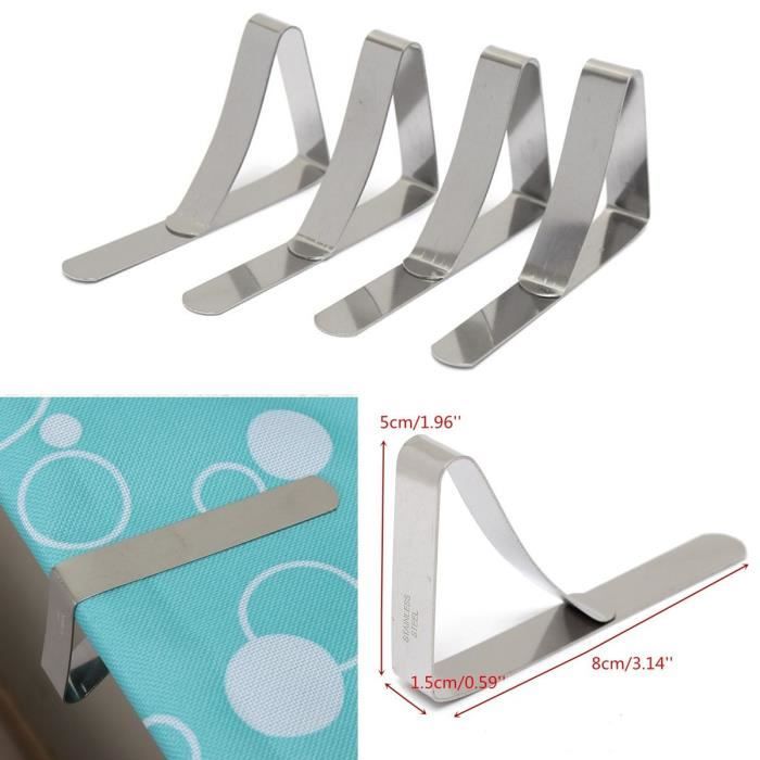 TEMPSA Kit de 4Pcs Pince Nappe en Inox Universel Pr Fixe