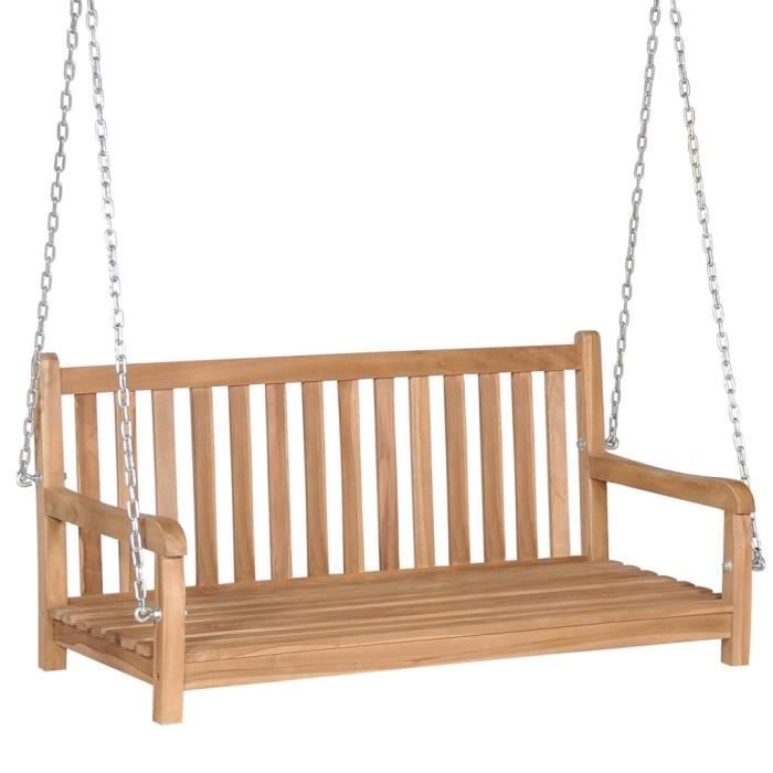 vidaXL Balançoire Bois de teck massif 120 x 60 x 57,5 cm Marron
