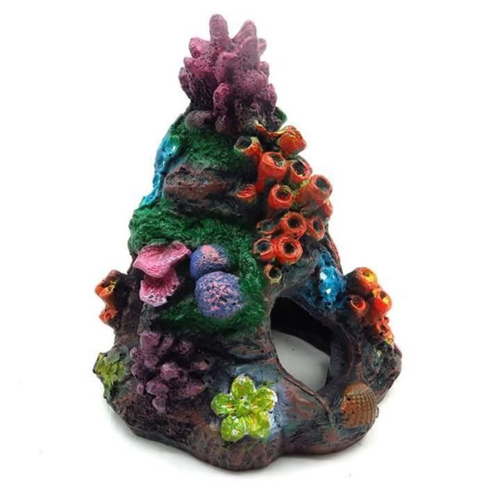 WY17995-Decoration aquarium corail, Decoration aquarium pour tortue, Decor pour aquarium, en Polyrésine, 13.5 * 13.5 * 16 cm