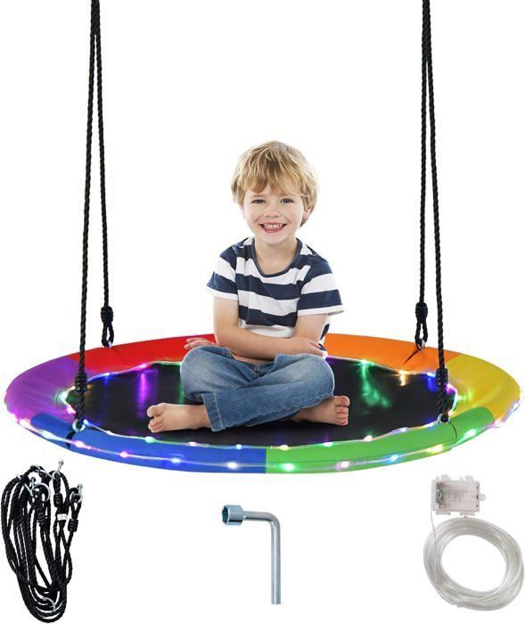 Balançoire Nid D'Oiseau Relaxdays 80cm - Pour Enfants Et Adultes - Support 100kg - Bleu - Jardin Ou Intérieur