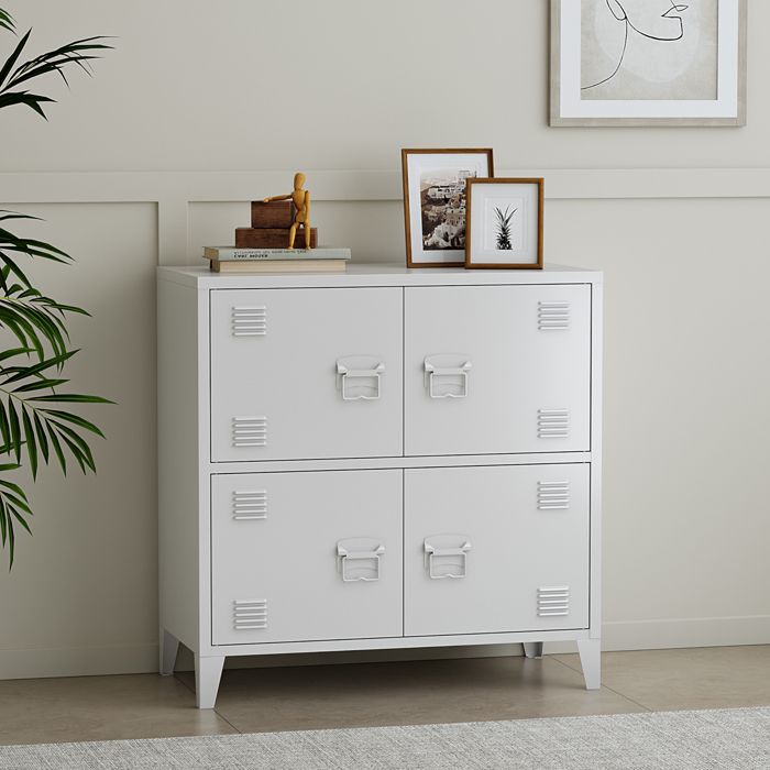Armoire de bureau métallique Hamina à 4 portes acier 82 x 80 x 40 cm blanc