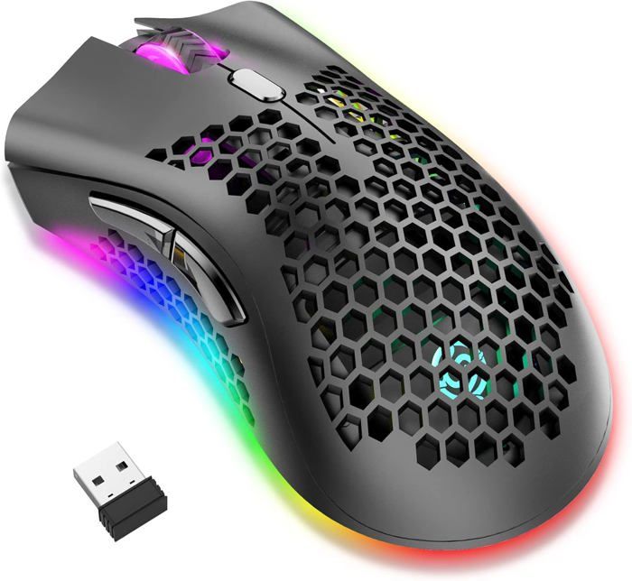 Souris de Jeu sans Fil en nid dabeille Optique RVB – ROYAL KLUDGE BM600 – Noir
