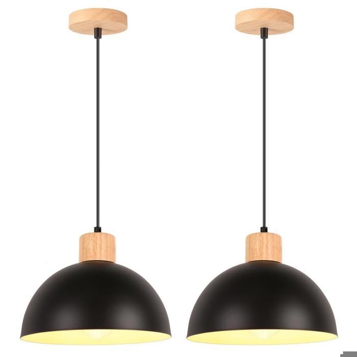 iDEGU 2pcs Moderne Suspension Luminaire Industriel 25cm Lustre Vintage Abat-jour en Demi - cercle Plafonnier pour Salon Chambre iDEGU 2pcs Moderne Suspension Luminaire Industriel 25cm Lustre Vintage Abat-jour en Demi - cercle Plafonnier pour Salon Chambre