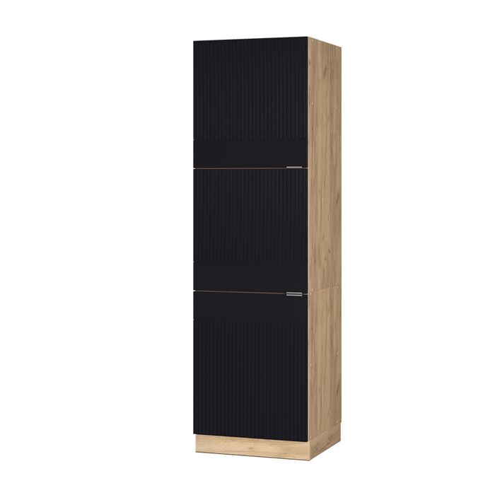Armoire haute Fame-Line 60cm Noir rayé/Chêne doré Vicco 50895