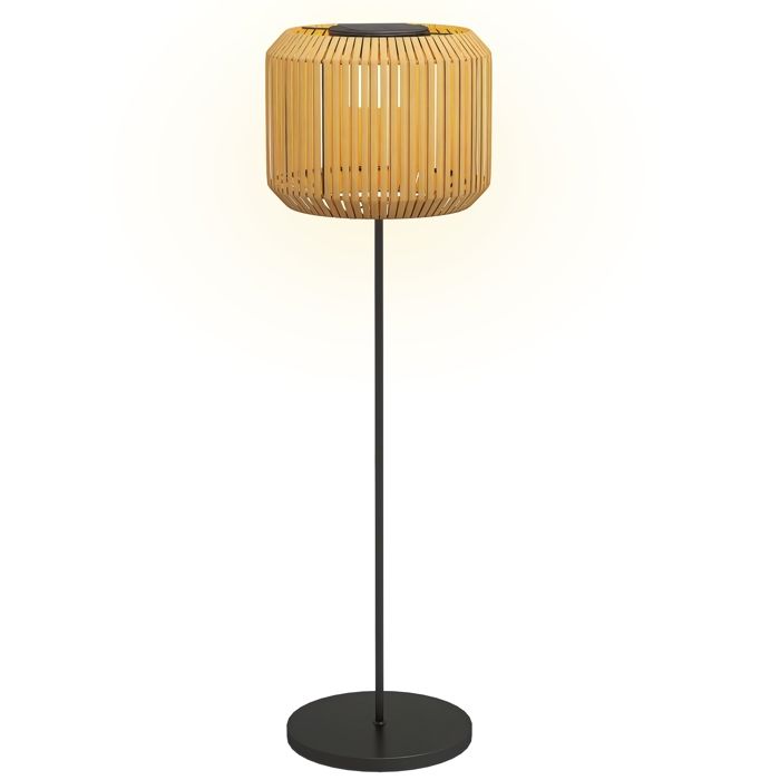 Lampadaire solaire extérieur - Outsunny - avec capteur de lumière - style moderne - étanche - en résine tressée - 130 cm - jaune