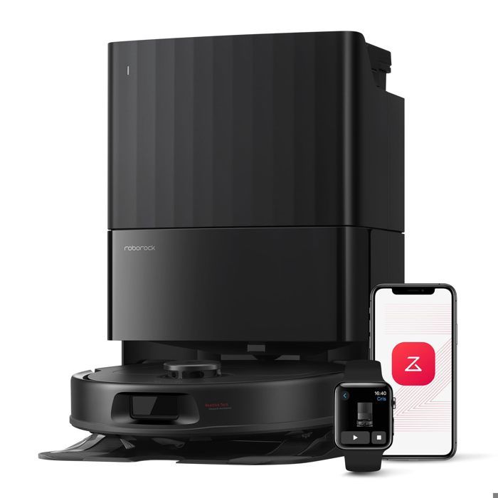 Roborock QV 35A Aspirateur Robot Laveur 8000Pa  -Upgrade du Qrevo Plus  Serpillière Rotative 200 TR/Min & Relevable 10mm- Noir - Roborock