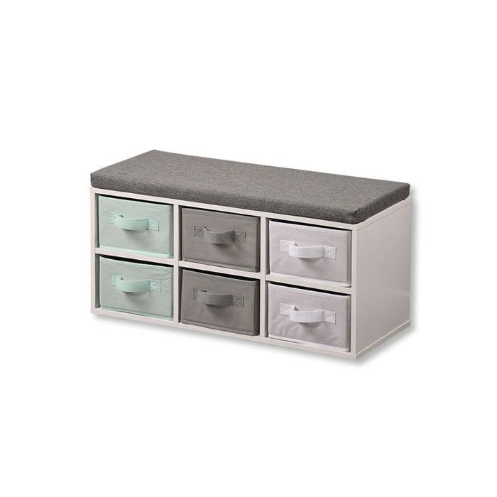 Banc enfant avec 6 rangements - Multicolore - L 68 x H 33 cm