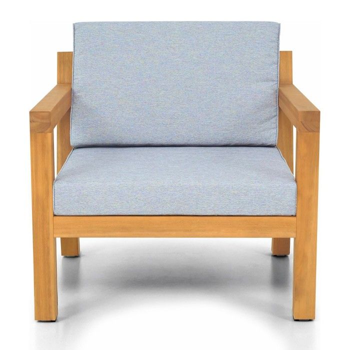 Fauteuil de jardin en bois FSC - coussins gris chiné - Palau