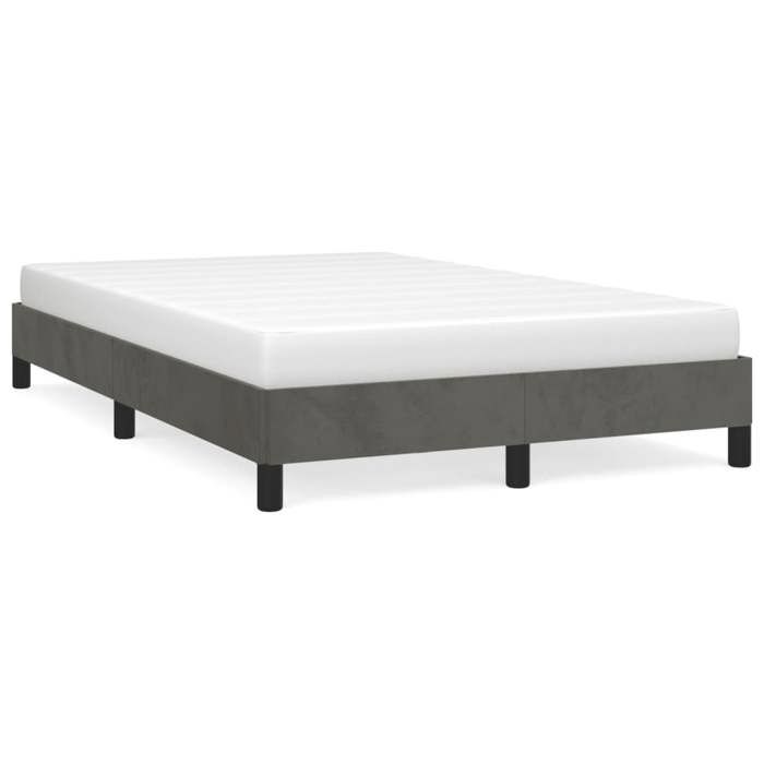Cadre de lit - 2 Personnes - gris foncé 120x190 cm - L193 x P123 x H25 cm - Velours 100% polyester