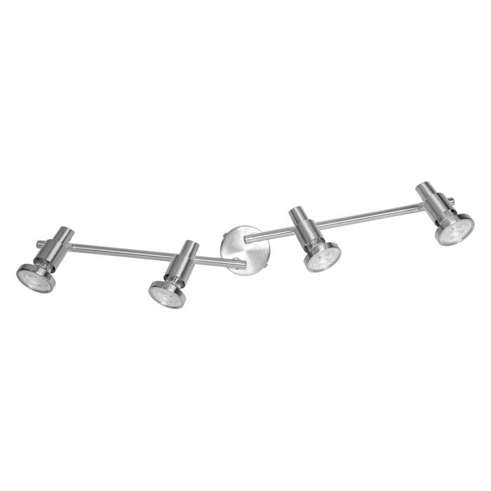 OSRAM Spot LED GU10 4 têtes orientable avec LED OSRAM blanc chaud (2700 K) spot plafond ou applique en nickel 10 4W 920 lm OSRAM Spot LED GU10 4 têtes orientable avec LED OSRAM blanc chaud (2700 K) spot plafond ou applique en nickel 10 4W 920 lm