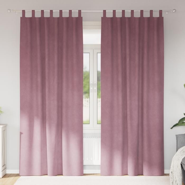 Rideaux occultants velours rose foncé 2 pcs 140 x 245 cm - tab top polyester