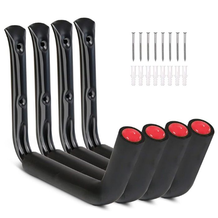 Lot de 4 crochets de rangement robustes pour roues de garage support mural de 25 cm capacité maximale de 33 kg (23 cm x 25 cm)