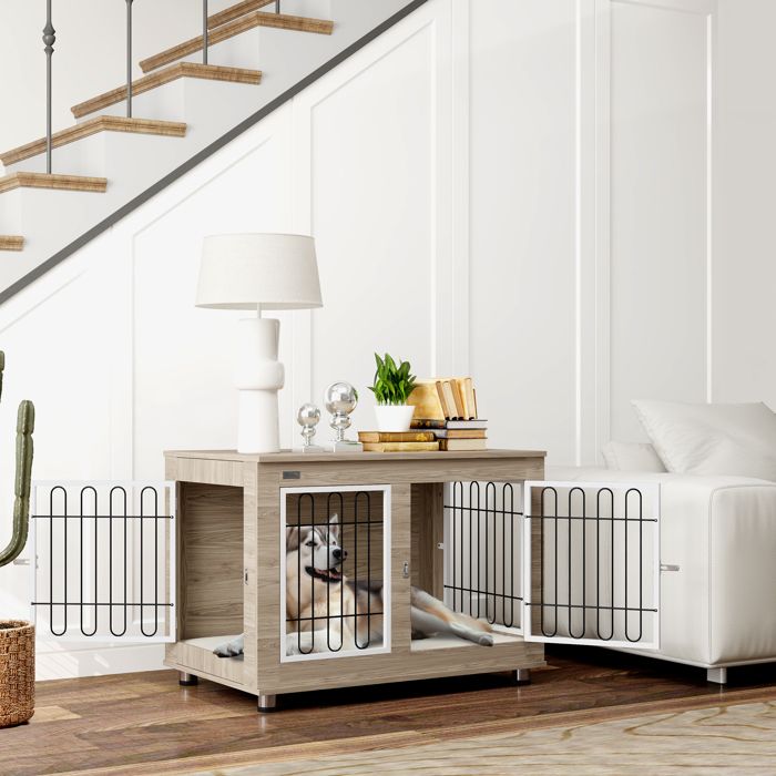 Meilleurs prix pour Cage pour chien meuble cage chien interieur table dappoint multi-usages avec double porte et coussin