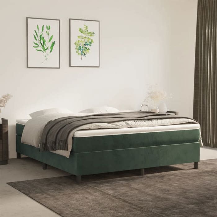 Bonne qualité - Cadre de lit sans matelas vert foncé 160x200 cm - haut de gamme - velours10040