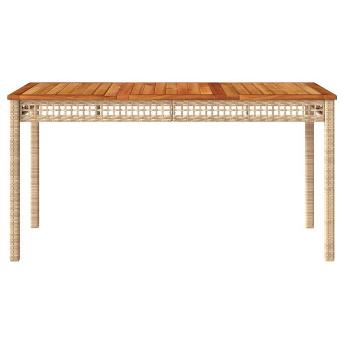 Black Friday Table à dîner de jardin BURKE 2/4 PERSONNES beige 140x80x75 cm résine tressée et acacia TTT410