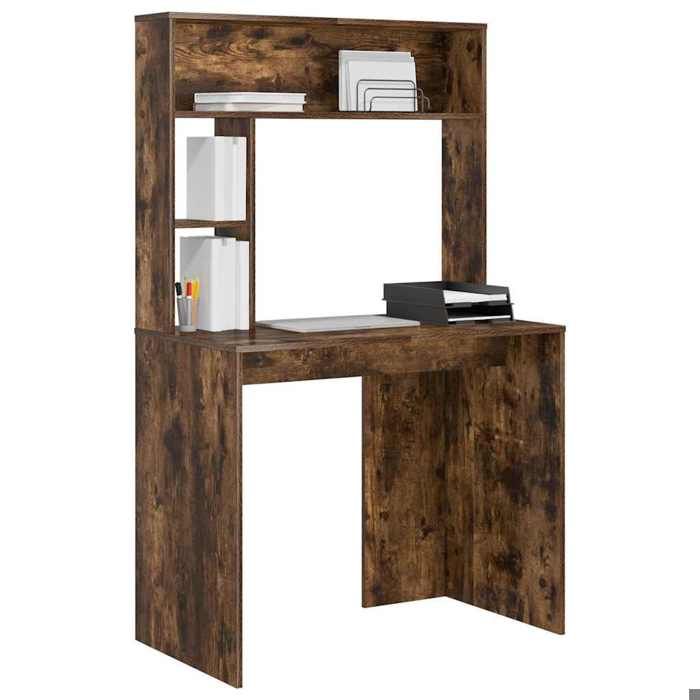 Bureau Marron CLOUD Table à écrire Pour 1 personne Chêne fumé 91x50x149 cm bois dingénierie BBB846