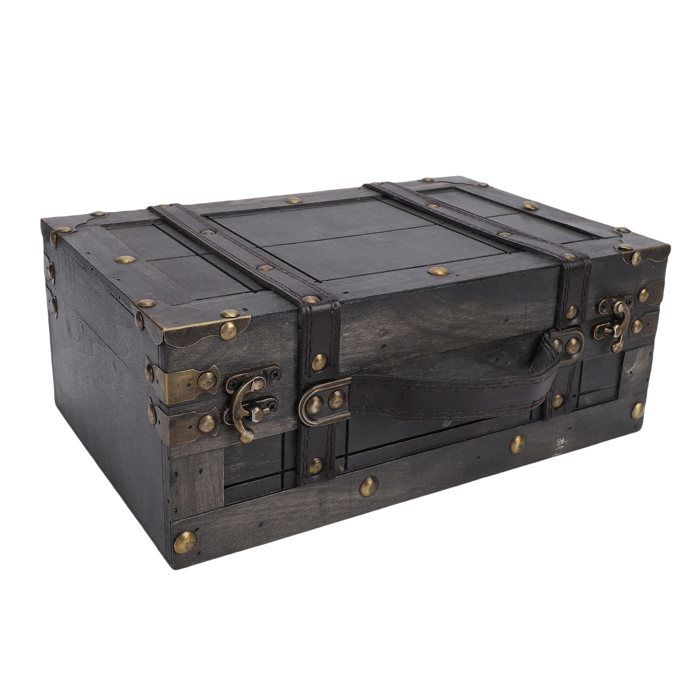 Cocosity coffre de rangement en bois avec couvercle Coffre en bois coffre de rangement en bois meuble rangement 1624B-01 Gris