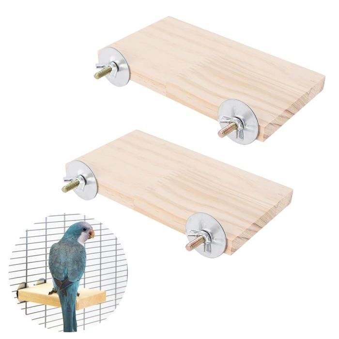 Plateforme Escalade Bois Oiseau Hamster - 2 Pièces Rectangle Repos Pet Animal Accessoire Cage Aucuneary